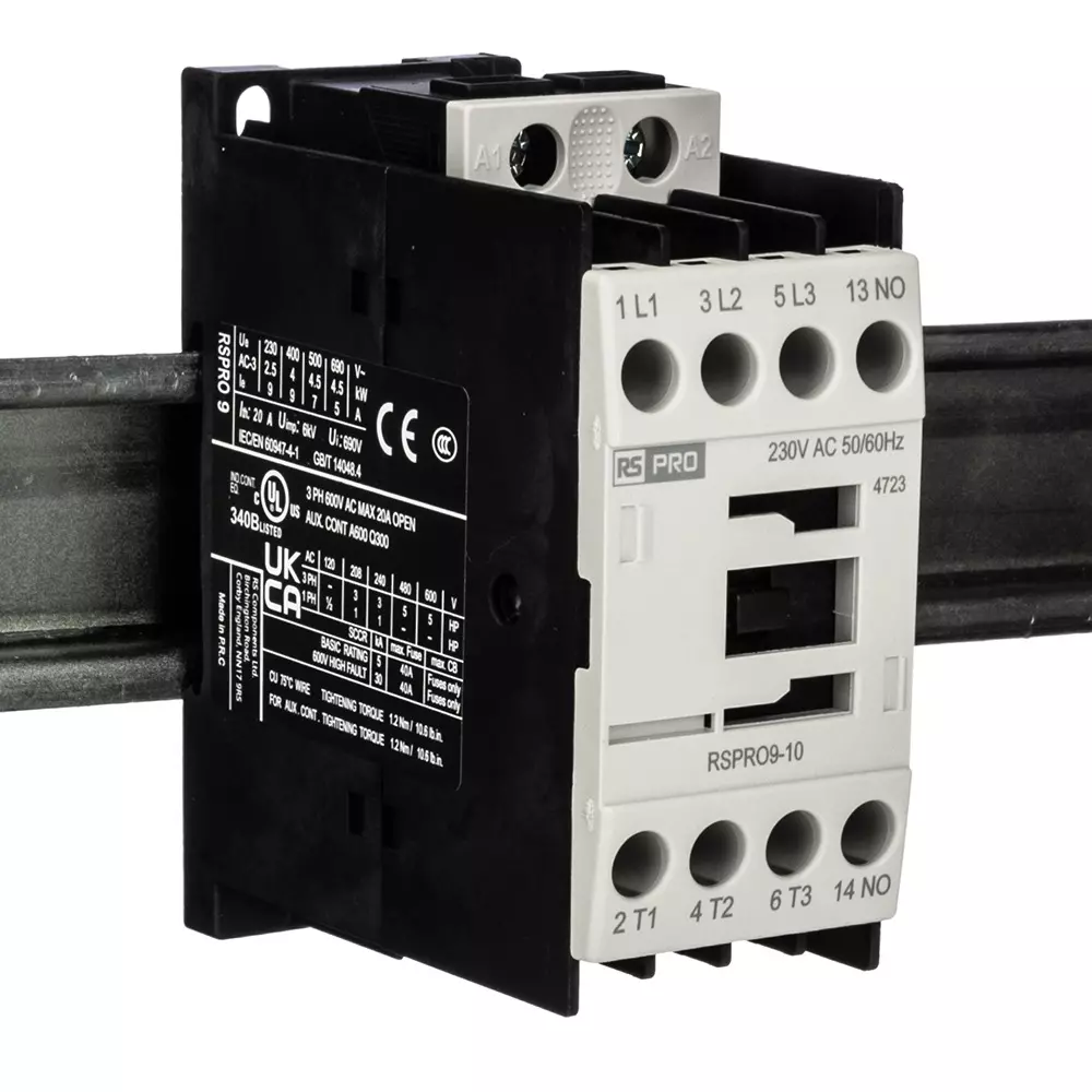 RS PRO Contactor 3 Pole 230 V AC Coil Voltage 9 Amp Contact Current, 2508787