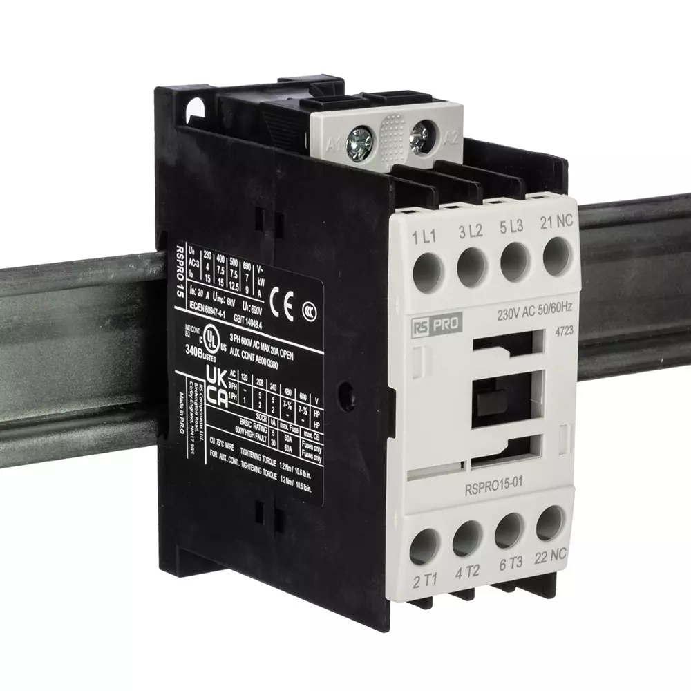 RS PRO Contactor 3 Pole 230 V AC Coil Voltage 15 Amp Contact Current, 2508804