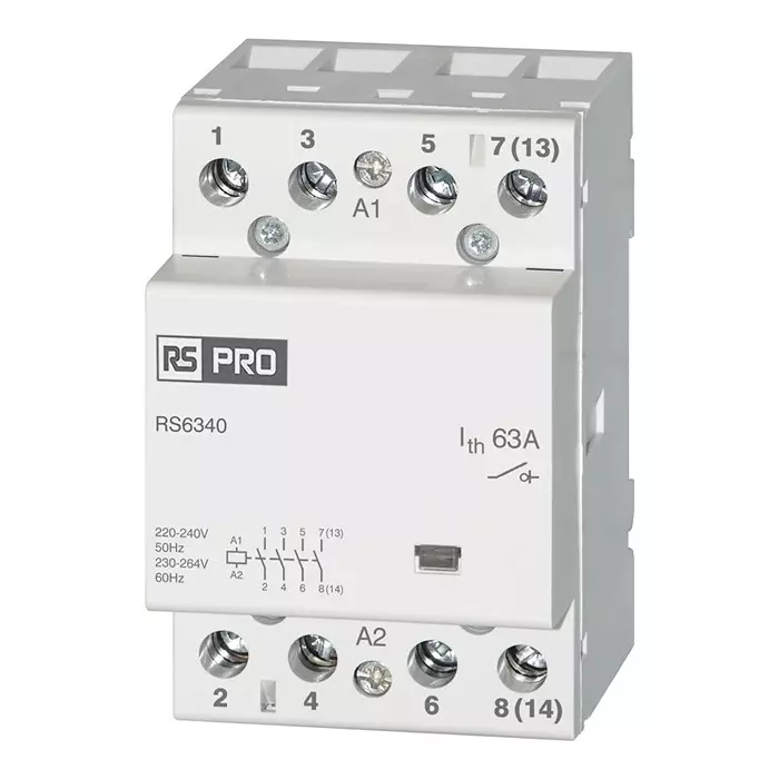 RS PRO Contactor 4 Pole 230 V AC Coil Voltage 63 Amp Contact Current, 2778522
