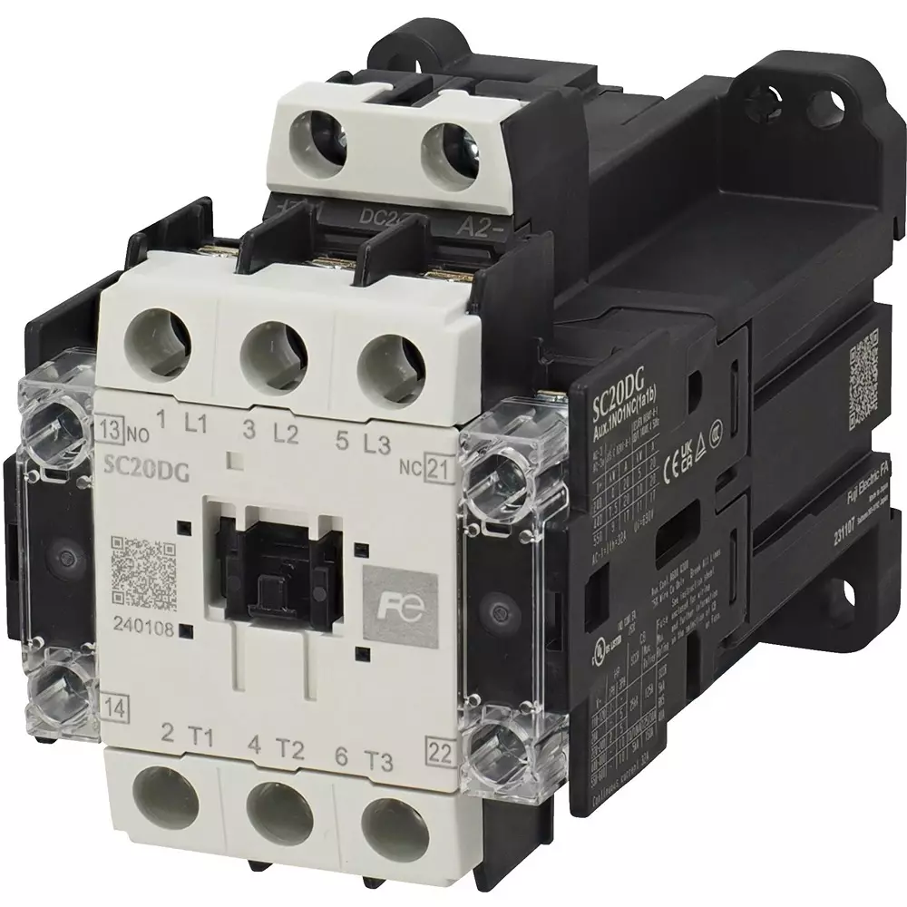 Fuji Electric Electromagnetic Contactor 2A2B Auxiliary Contact (400 V)20 Amp, SC20DG-H22Z3