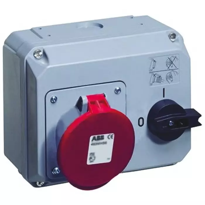 Amphenol Industrial Horizontal Switchable IP44 Industrial Interlock Socket 3P+E, 63A, 380 - 415 V, 2CMA167721R1000363MHS6