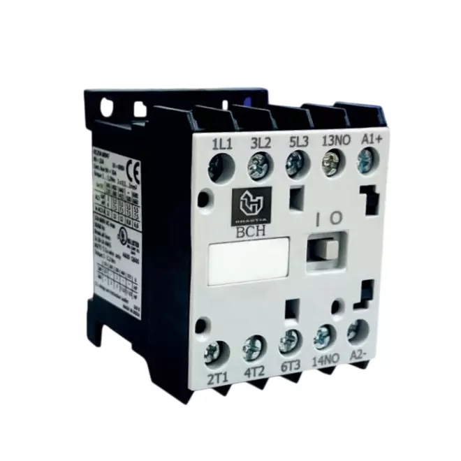 BCH Mini Contactor DC Coil 3 Pole 24 V 1NC Auxiliary Contacts and 7 Amp AC3 Current, CA1507P3001D24