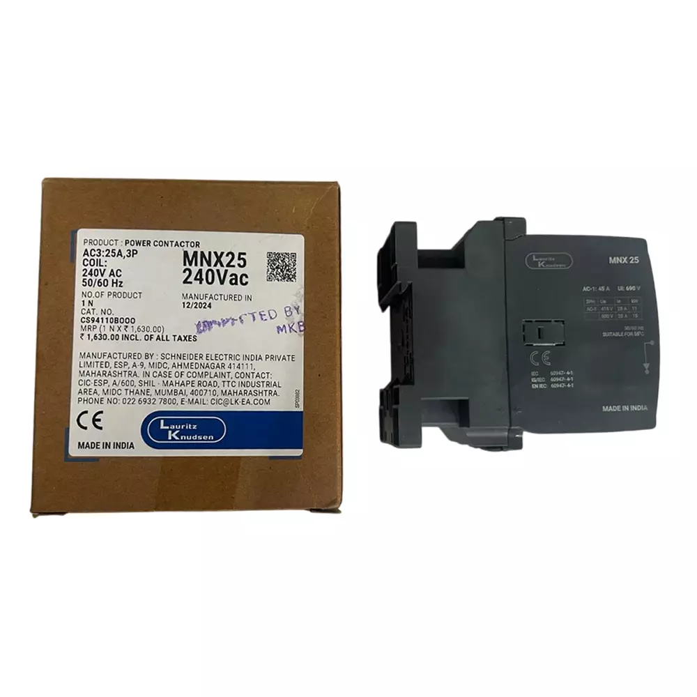 L&T [ Lauritz Knudsen ] 25A 3 Pole 240V MNX 25 Power Contactor, CS94110BOOO