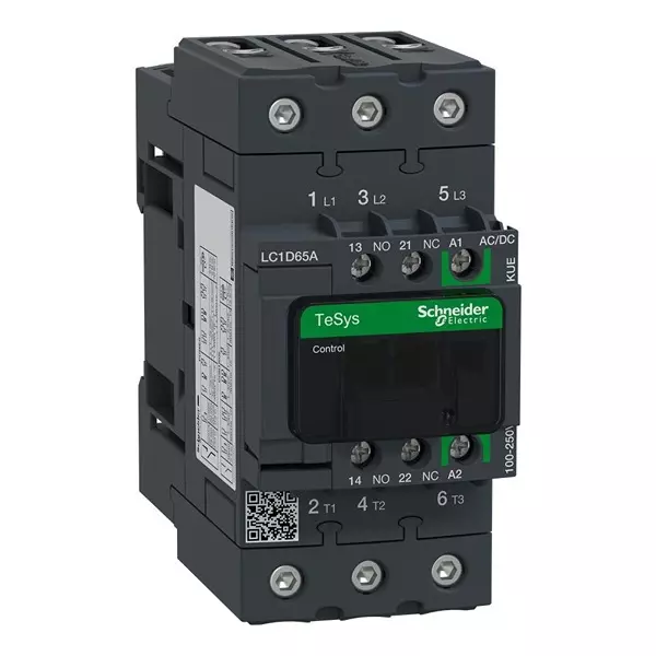 SCHNEIDER ELECTRIC Contactor, 3Pst-No, 250V, Din Rail/Panel, Lc1D65Akue