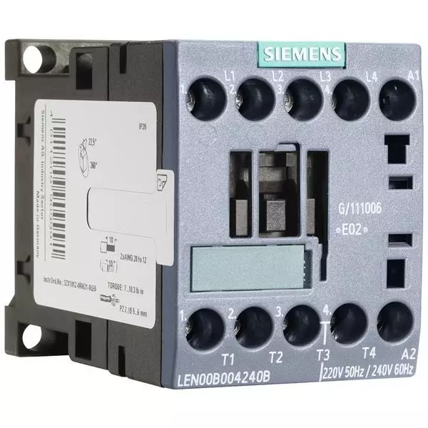 Siemens Electromechanical Contactor AC Type Coil 4 Form A (4PST-NO) 120 V AC 20 Amp, LEN00B004120B