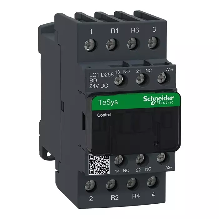 SCHNEIDER ELECTRIC Contactors CONTACTOR, DPST-NO/NC, 24VDC, DIN RAIL, LC1D258BD