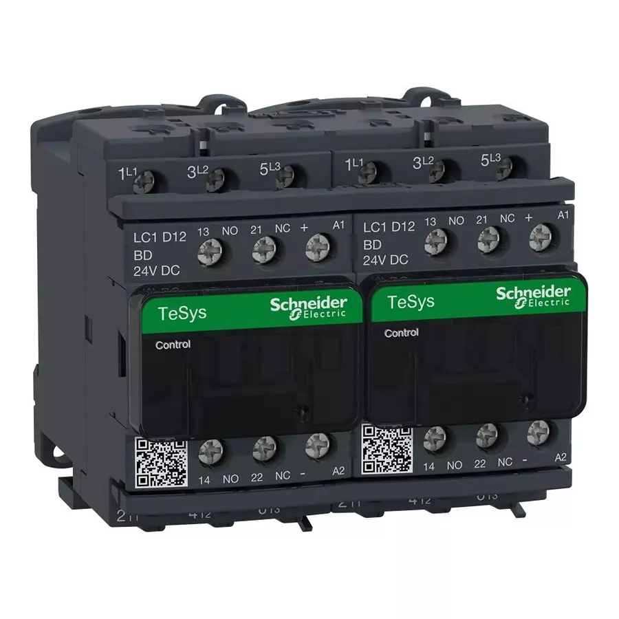 SCHNEIDER ELECTRIC Contactors CONTACTOR, 3PST-NO, 24VDC, DINRAIL, LC2D12BD