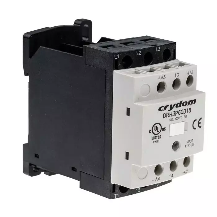 SENSATA/CRYDOM Solid State Contactor DRH 3-Pole 18 A 120 V AC 200 DC, DRH3P60D18