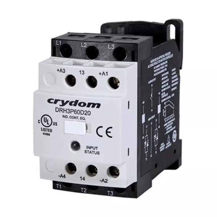SENSATA/CRYDOM Solid State Contactor DRH 3-Pole 18 A 120 V AC 200 DC, DRH3P60D18