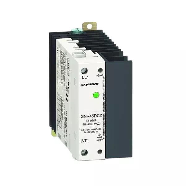 Crydom GNR Solid State Contactor DIN Rail Mount 45 Amp 48 V AC to 600 V AC, GNR45DCZ