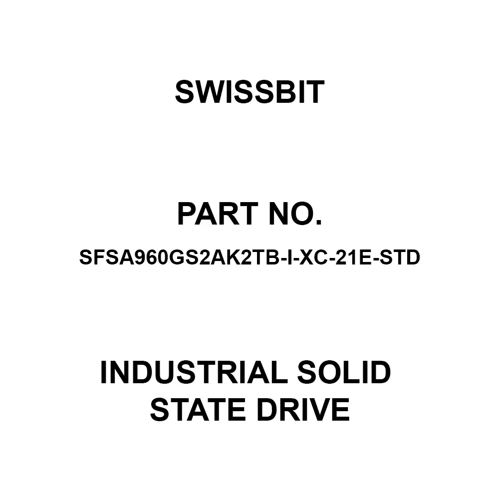 SWISSBIT Industrial Solid State Drive 960 GB Memory Size, SFSA960GS2AK2TB-I-XC-21E-STD