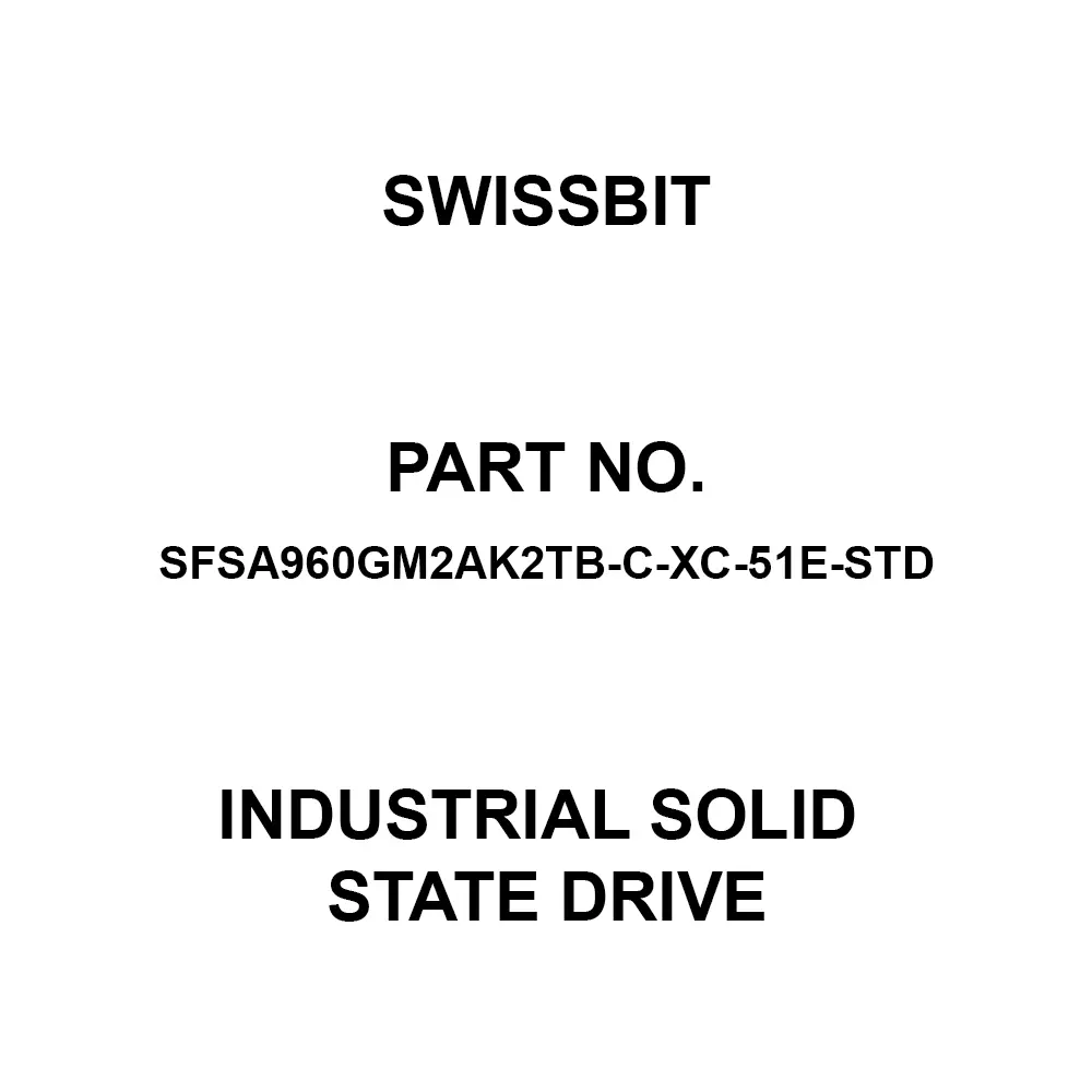 SWISSBIT M.2 Industrial Solid State Drive 960 GB Memory Size, SFSA960GM2AK2TB-C-XC-51E-STD