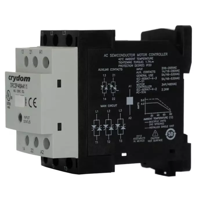 SENSATA/CRYDOM Solid State Contactor DRC 3-Pole 1.75 kW 230 V AC, DRC3P48A411