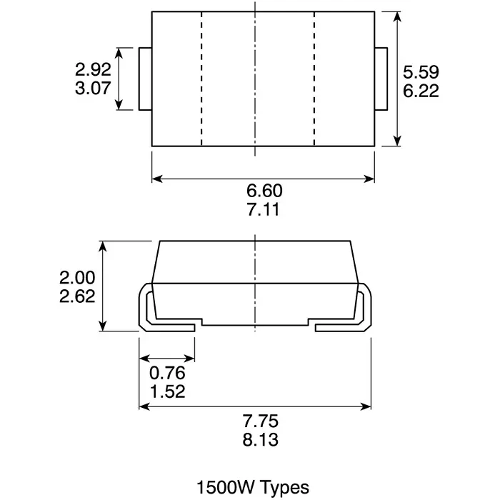 Vishay Bi-Directional TVS Diode 38.9 V Maximum Clamping Voltage Surface Mount, SMCJ24CA-E3/57T (Pack of 10)
