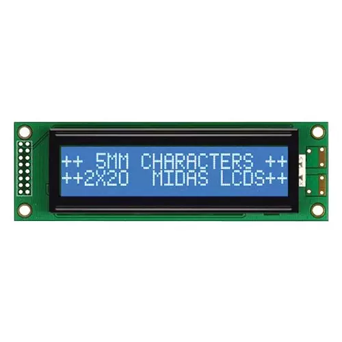 MIDAS DISPLAYS Display, Alphanumeric, 20X2, White, MC22005A6W-BNMLW-V2
