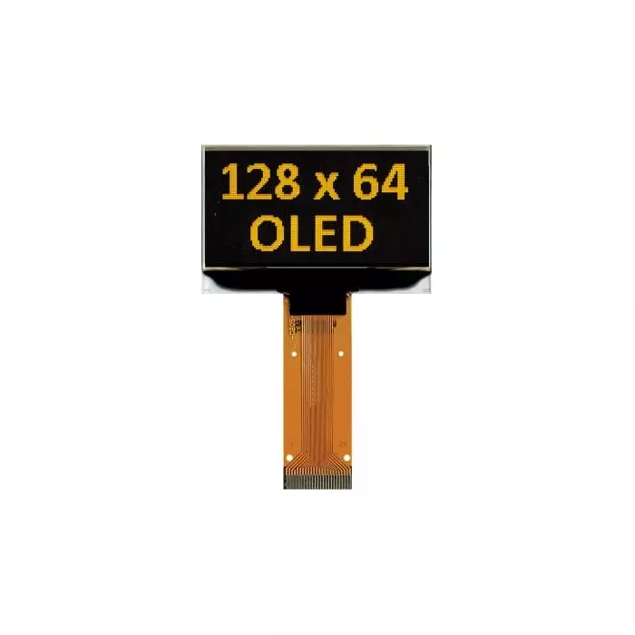Midas Passive Matrix OLED Display Yellow 128x64 Pixels COT I2C Parallel SPI Interface, MCOT128064BY-YM