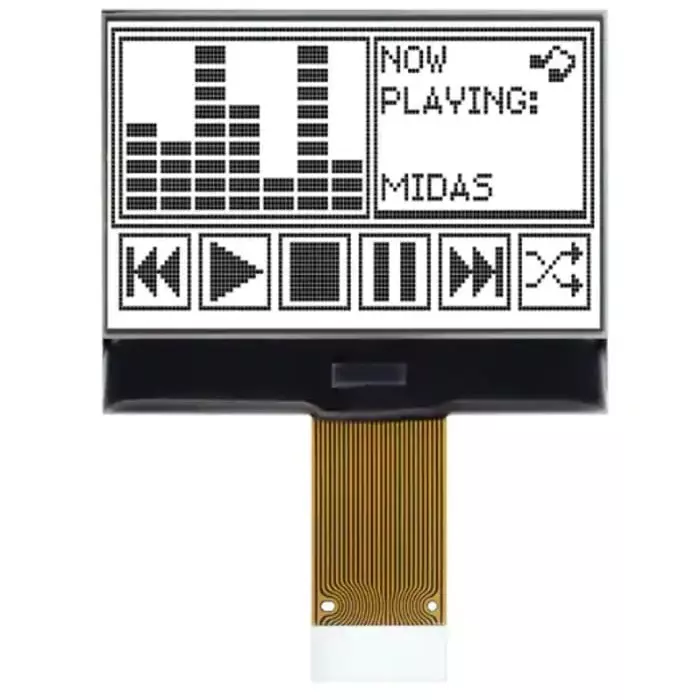 Midas Graphic LCD Display White Transflective, MCCOG128064B12W-FPTLW