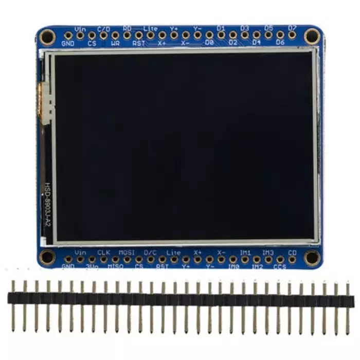 ADAFRUIT INDUSTRIES MicroSD Socket-ILI9341 Touch Screen Display Module TFT LCD Display, 2.4in Diagonal Display Size, Resistive Touch Screen, 2478