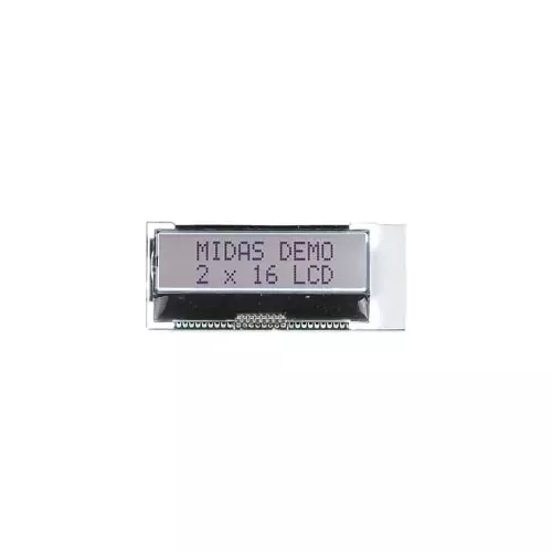 Midas Alphanumeric LCD Display White 2 Rows by 16 Characters Transflective, MCCOG21605B6W-FPTLWI