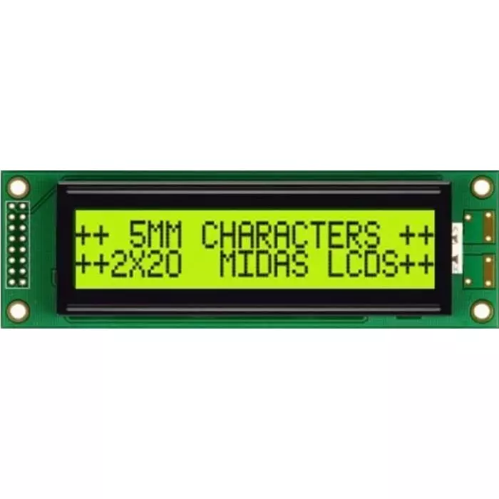 Midas Alphanumeric LCD Display 2 Rows by 20 Characters, MC22005A6W-SPTLY-V2