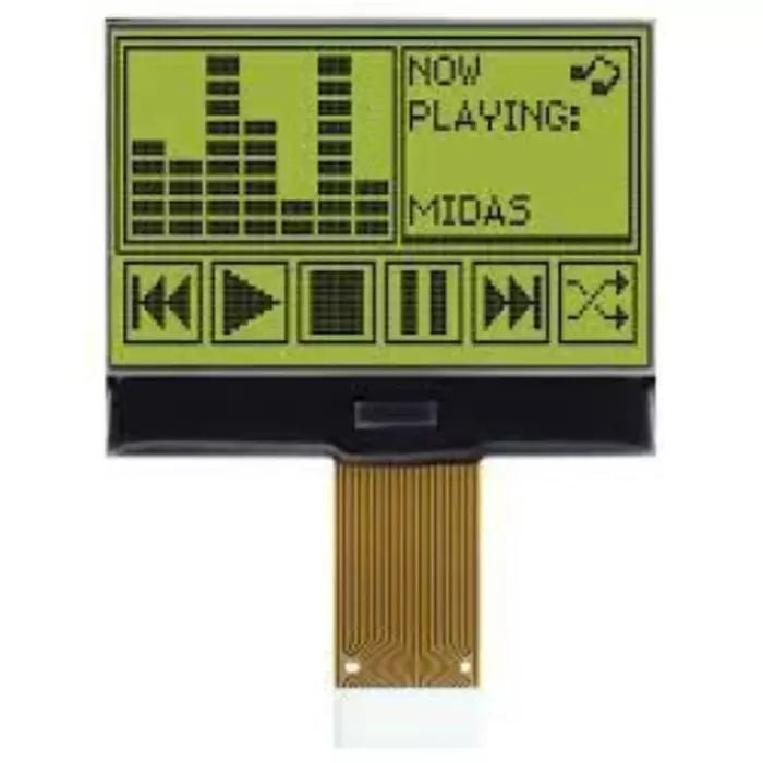 Midas Graphic LCD Display Yellow-Green Transflective, MCCOG128064B12W-SPTLY