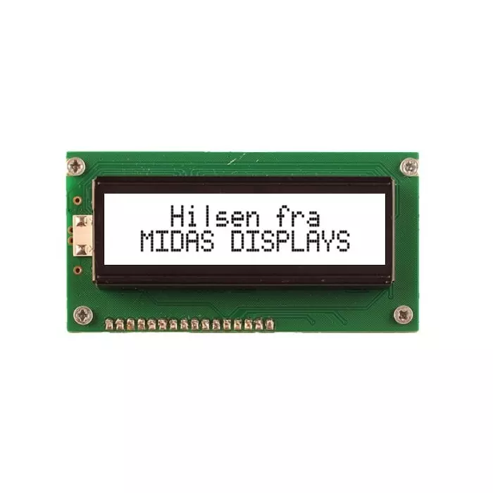 Midas Alphanumeric LCD Display White 2 Rows by 16 Characters Transflective, MC21605A6WM-FPTLW-V2