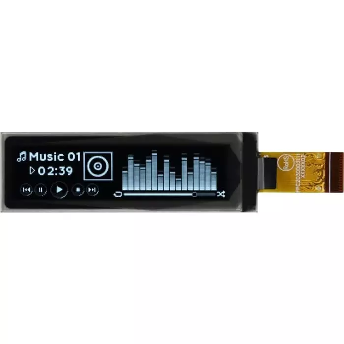 Midas Passive Matrix OLED Display 5.28 cm (2.08 inch) 256x64 Pixels, MDOT256064G1V-WM