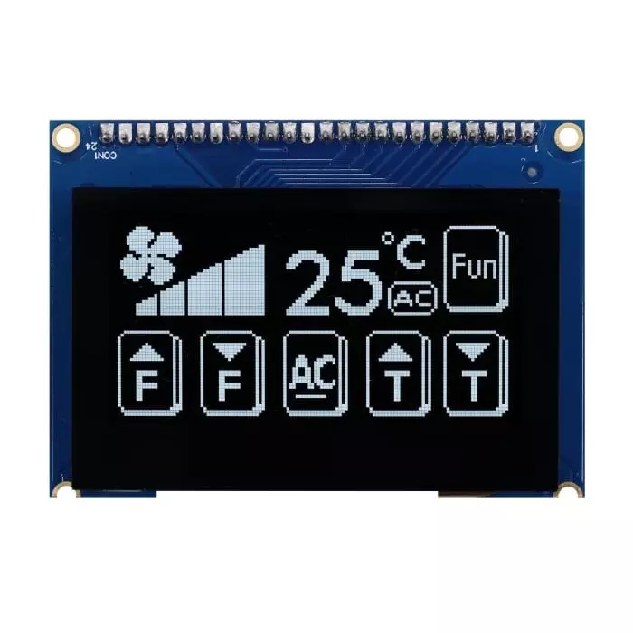 Midas Passive Matrix OLED Display White 128x64 Pixels COB I2C Parallel Interface, MDOB128064T1D-WPC