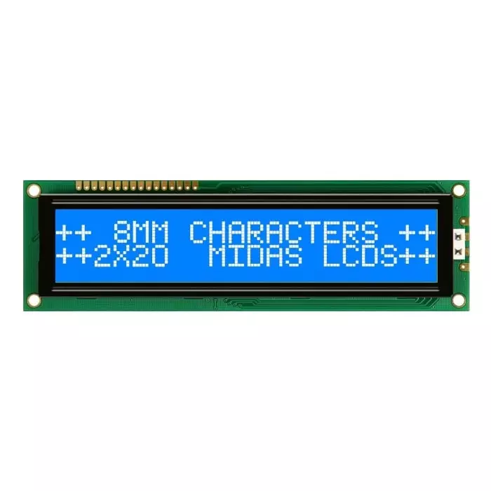 Midas Alphanumeric LCD Display 2 Rows by 20 Characters, MC22008B6W-BNMLW-V2