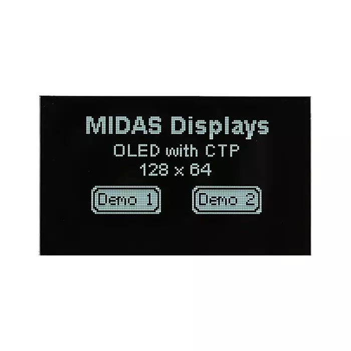 Midas Passive Matrix OLED Display White 128x64 Pixels COG I2C Parallel SPI Interface, MDOG128064H1D-WMC