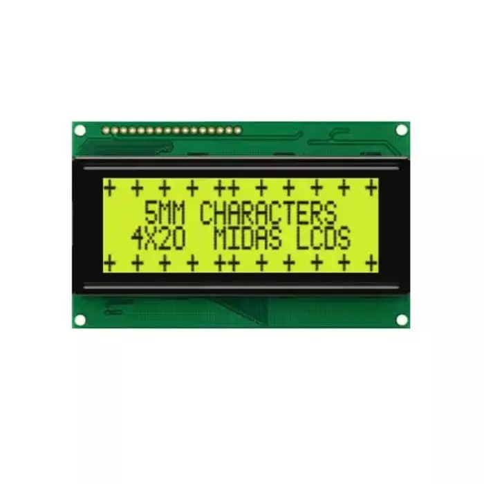 Midas Alphanumeric LCD Display Yellow-Green Transflective, MC42005A6W-SPTLY-V2