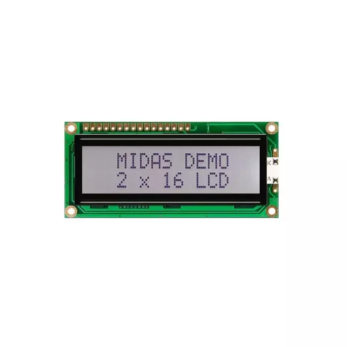 Midas Alphanumeric LCD Display 2 Rows by 16 Characters, MC21605C6W-FPTLWS-V2