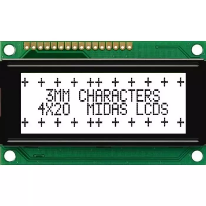 Midas Alphanumeric LCD Display 4 Rows by 20 Characters, MC42004A6WK-FPTLW-V2