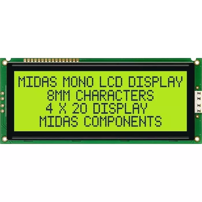 Midas Alphanumeric LCD Display 4 Rows by 20 Characters, MC42008A6W-SPTLY
