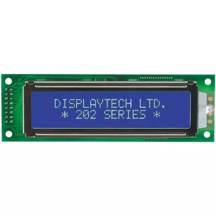Displaytech Alphanumeric LCD Display White on Black 2 Rows by 20 Characters Transflective, 202A-CC-BC-3LP