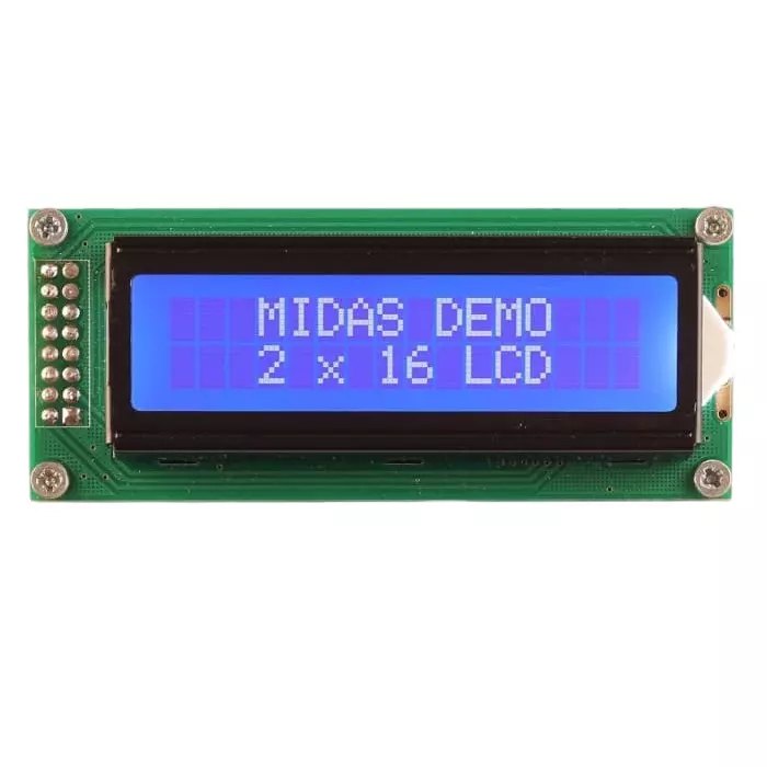 Midas Alphanumeric LCD Display 2 Rows by 16 Characters, MC21605B6WK-BNMLW-V2