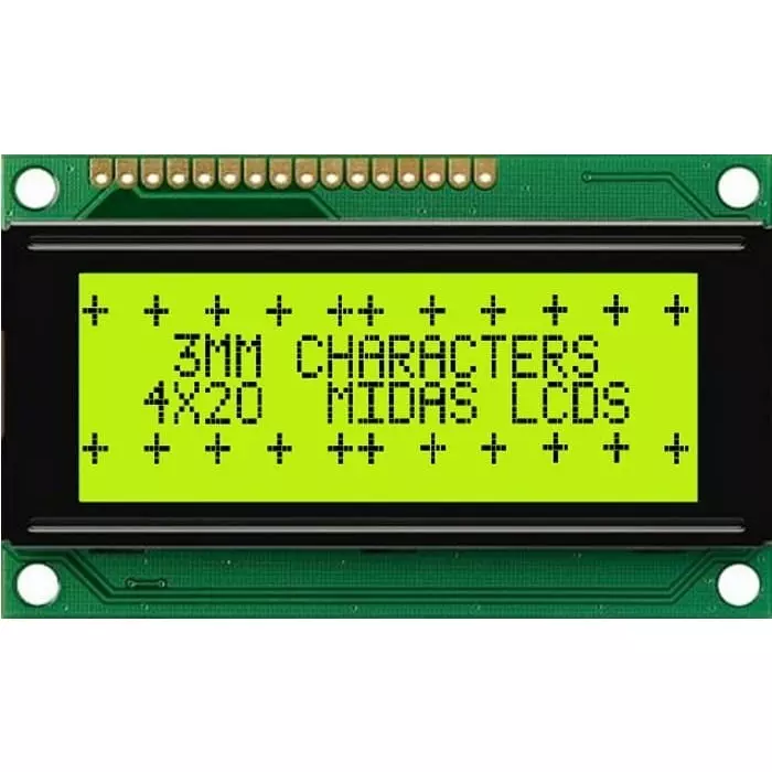 Midas Alphanumeric LCD Display 4 Rows by 20 Characters, MC42004A6WK-SPTLY-V2