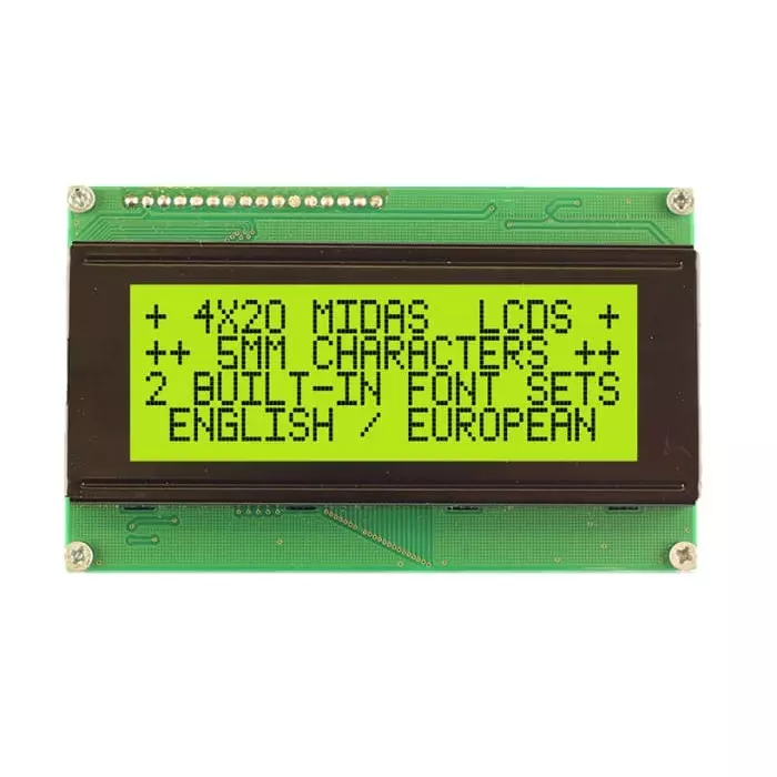Midas Alphanumeric LCD Display 4 Rows by 20 Characters, MC42005A6WK-SPTLY-V2