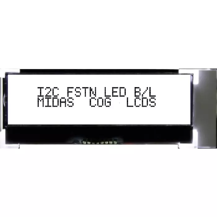 Midas Alphanumeric LCD Display Black on White 2 Rows by 16 Characters Transflective, MCCOG21605D6W-FPTLWI