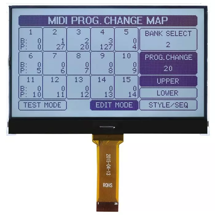 Midas Graphic LCD Display Black on White 128 by 64 Dots Transflective, MDCOG240128B6W-FPTLW