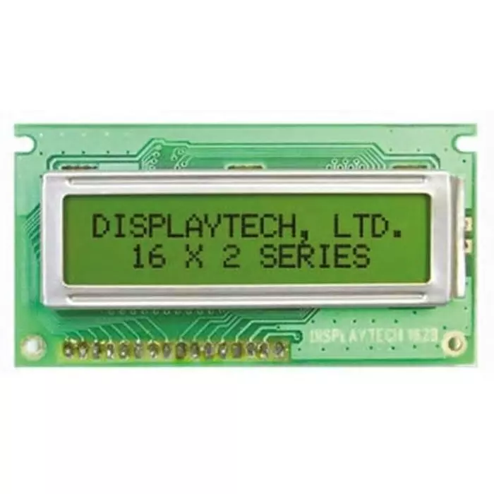Displaytech Alphanumeric LCD Display Yellow on Green 2 Rows by 16 Characters Transflective, 162B-BC-BC