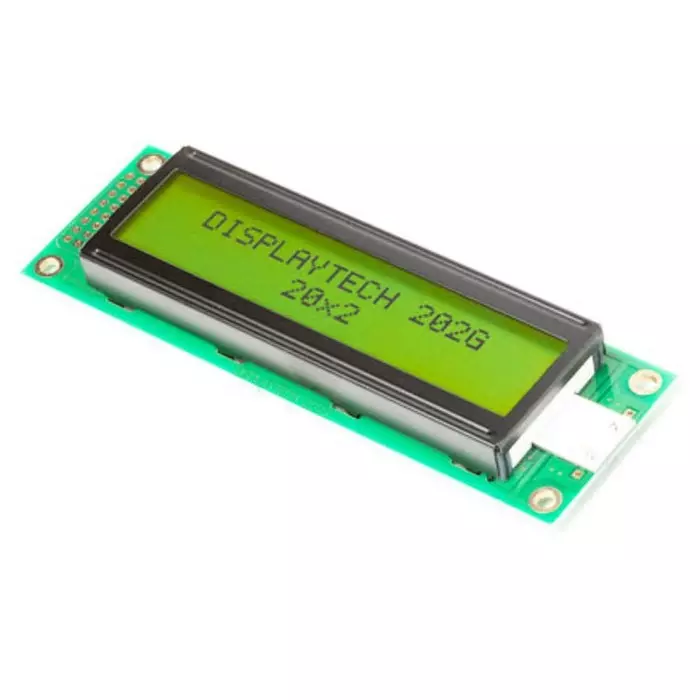 Displaytech 202G Alphanumeric LCD Display Yellow-Green on 2 Rows by 16 Characters Transflective, 202G BC BW (Pack of 250)