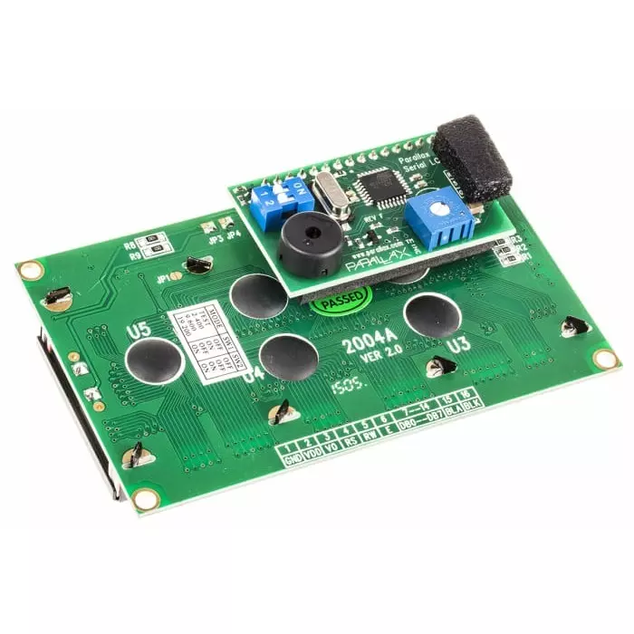 Parallax Inc Alphanumeric LCD Display Black on Green 4 Rows by 20 Characters Transflective, 27979