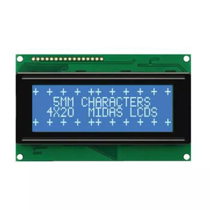 Midas Alphanumeric LCD Display Blue on White 4 Rows by 20 Characters Transmissive, MC42005A6W-BNMLW-V2
