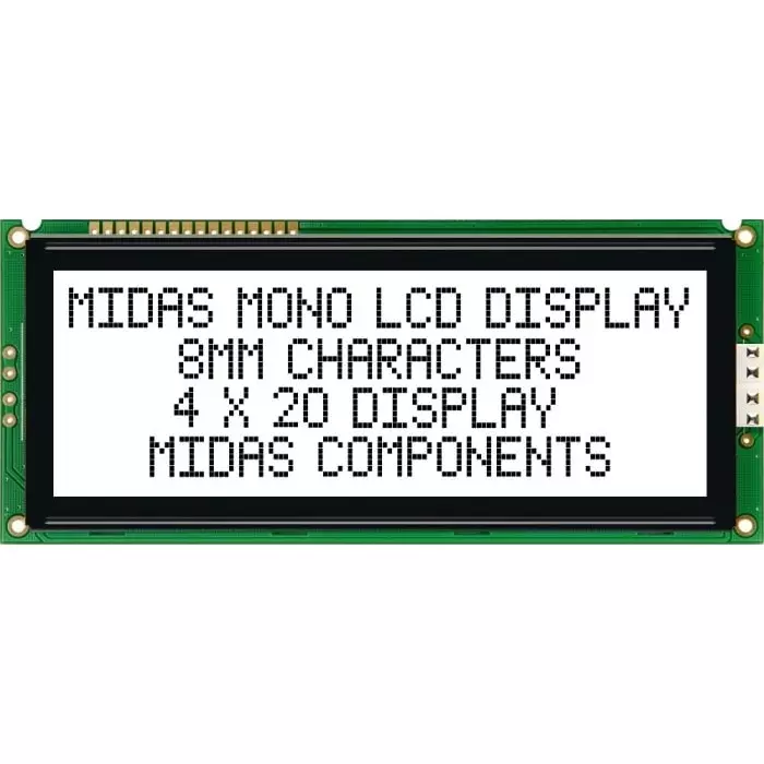 Midas Alphanumeric LCD Display 4 Rows by 20 Characters, MC42008A6W-FPTLW