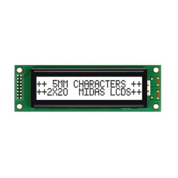 Midas Alphanumeric LCD Display White 2 Rows by 20 Characters Transmissive, MC22005A6W-FPTLW-V2