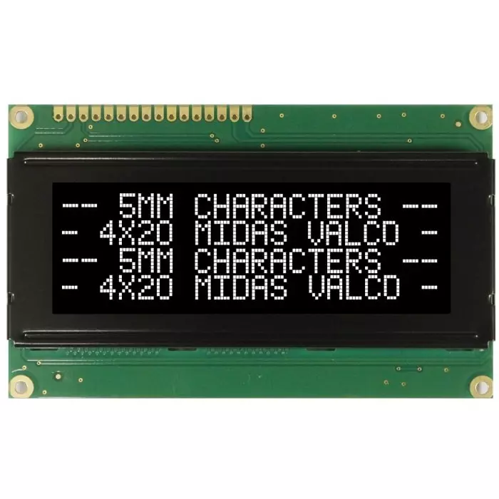 Midas Alphanumeric LCD Display Black 4 Rows by 20 Characters Transmissive, MC42005A12W-VNMLW