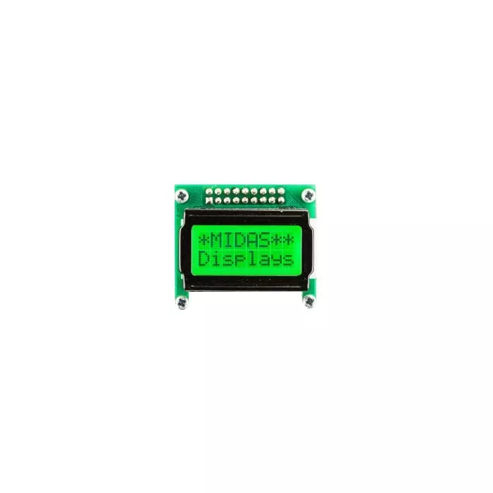 Midas LCD Display 2 Rows by 8 Characters, MD20805B6W-FPTLRGB