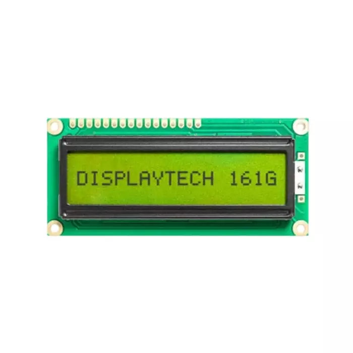 Displaytech 161G Alphanumeric LCD Display Yellow-Green on 1 Row by 16 Characters Transflective, 161G BC BW (Pack of 250)