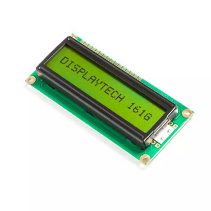 Displaytech 161G Alphanumeric LCD Display Yellow-Green on 1 Row by 16 Characters Transflective, 161G BC BW (Pack of 250)